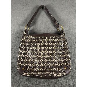 Vintage Talbots Woven Leather Shoulder Bag Boho Bag Preppy Y2K